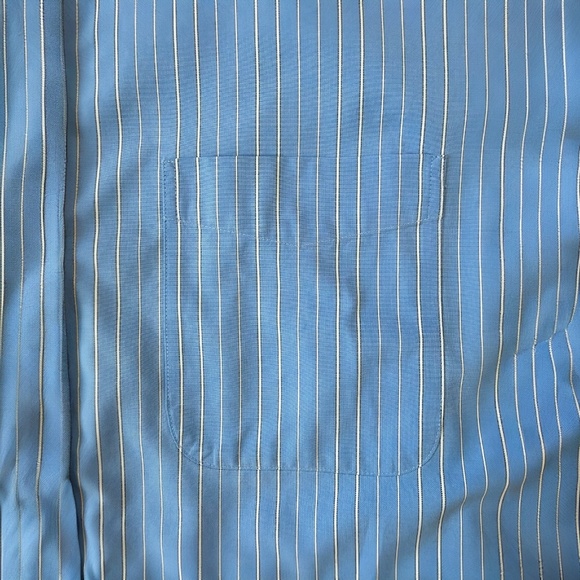 Vintage 80s Roundtree & Yorke Gold Label Pinpoint Non-Iron Dress Shirt 16.5 Blue - Picture 4 of 13